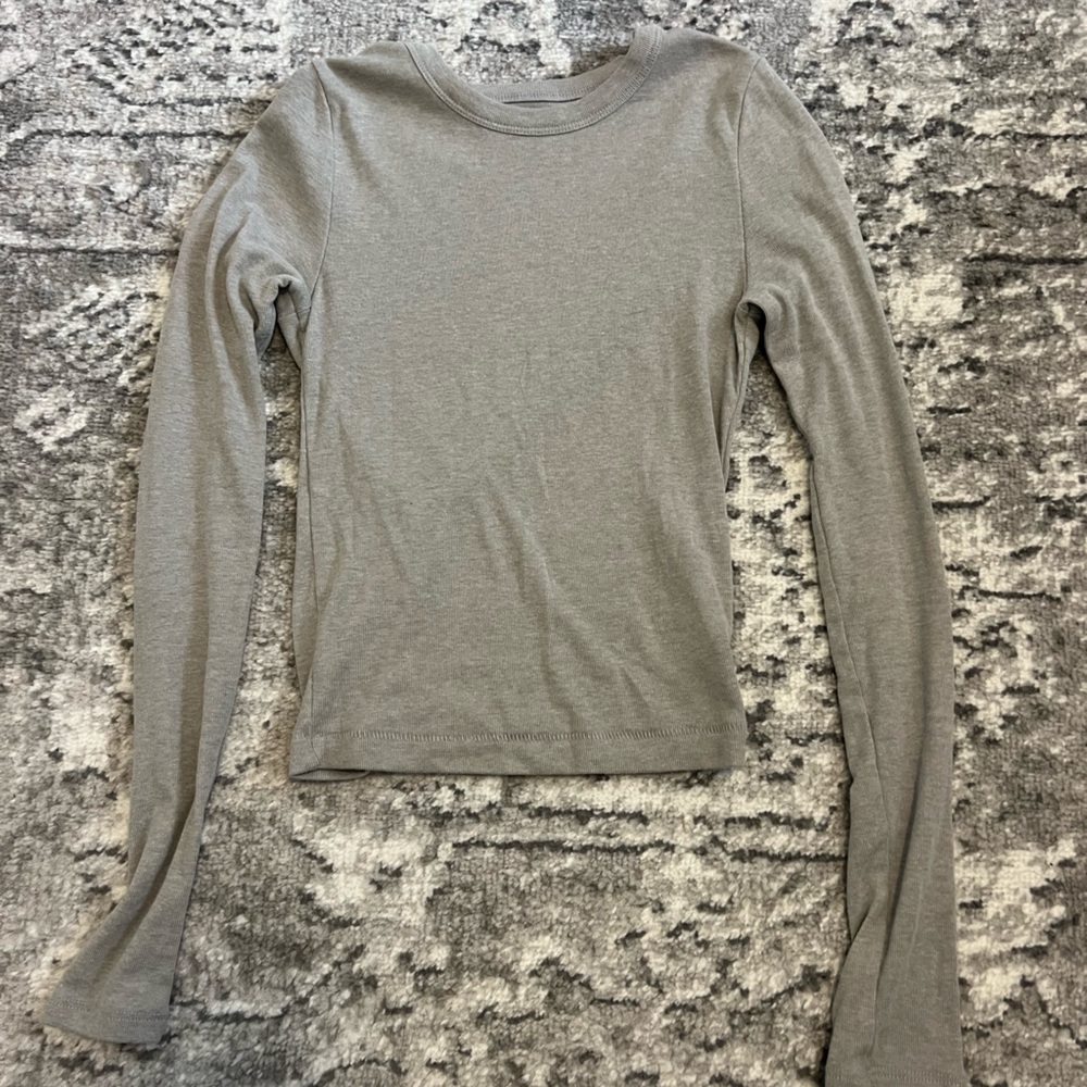 BDG Grey Fitted Basic Long Sleeve T-Shirt